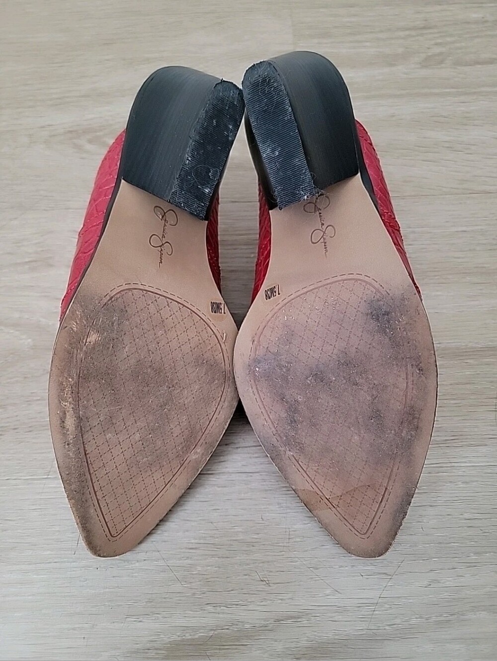Red Croc-Embossed Mule Heel Women's Shoes Western Boho 7.5 - Picture 6 of 10